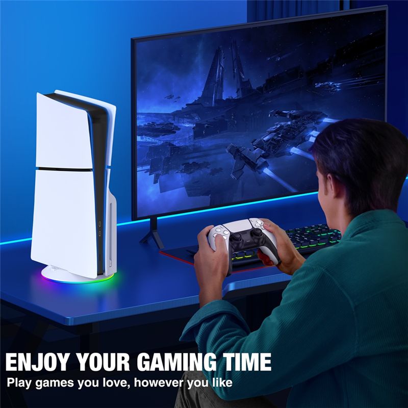 AED7-Vertical Stand With RGB L - đánh giá và giá Gaming Console Holder
